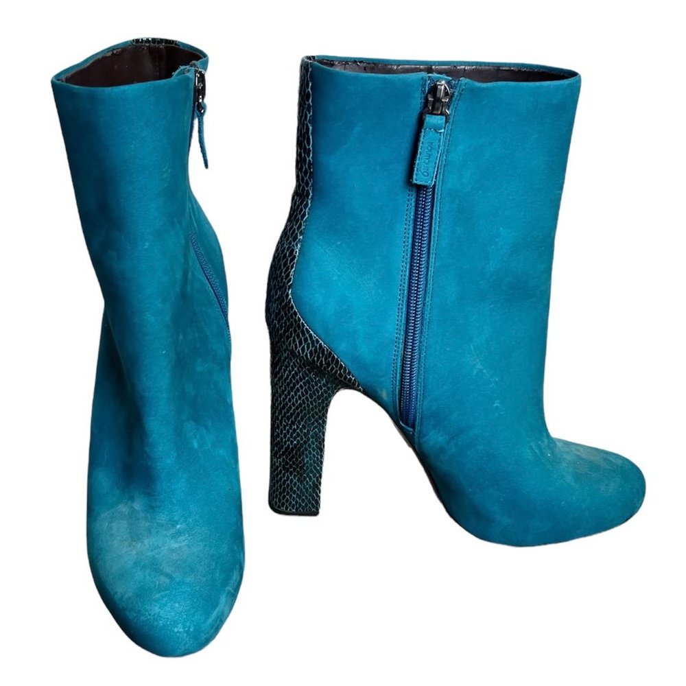 Boutique 9 boots Teal heel suede Sz 10 - Picture 2 of 6